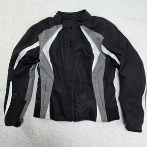 BILT Women Motorcycle Jacket Black Gray White Mesh‎ Riding Armor